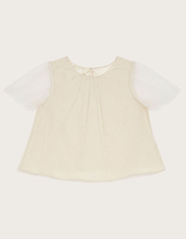 Shimmer Flutter Sleeve Top, Gold (GOLD), large