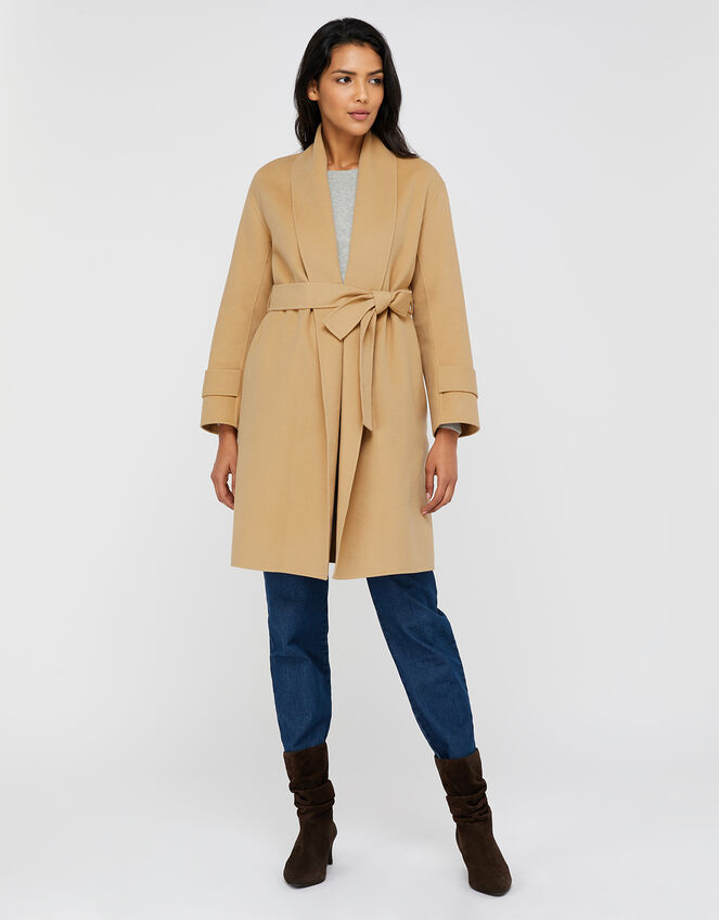 Bella Blanket Wrap Coat, Camel (CAMEL), large