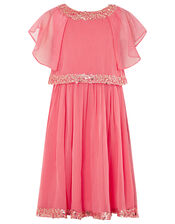 Meghan Sequin Party Dress, Orange (CORAL), large