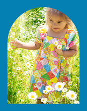 Frugi Floral Patchwork Dress, Multi (MULTI), large