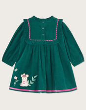 Baby Cord Animal Applique Dress, Teal (TEAL), large
