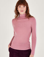Wool Polo Neck Top, Pink (PINK), large