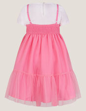 Floral Embroidered Tulle Dress and T-Shirt Set, Pink (PINK), large