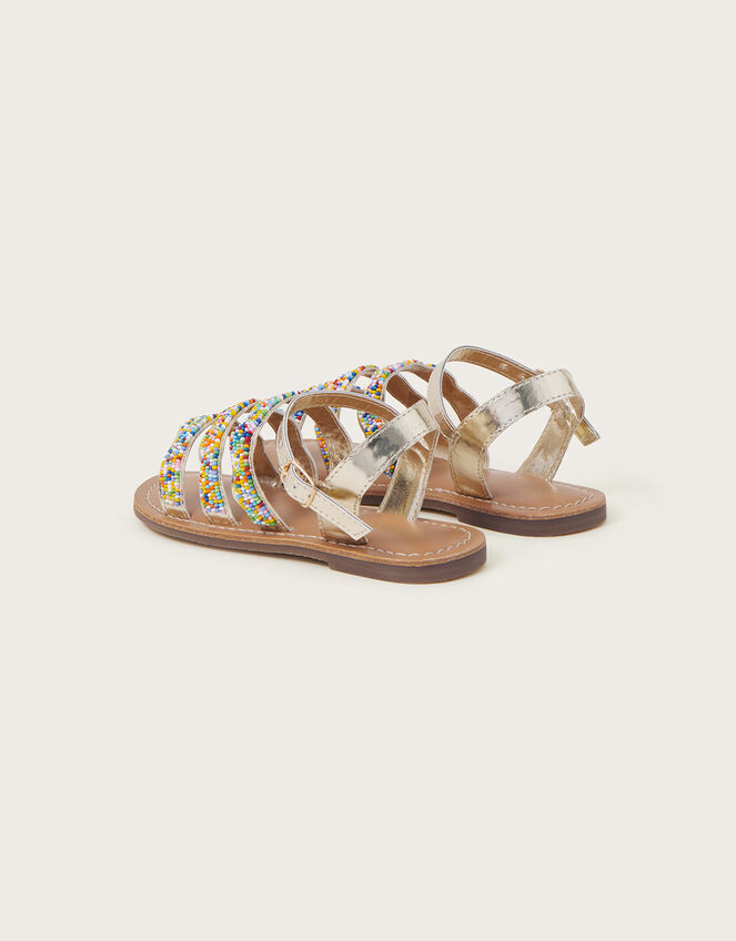 Rainbow Beaded Strappy Sandals, Multi (MULTI), large