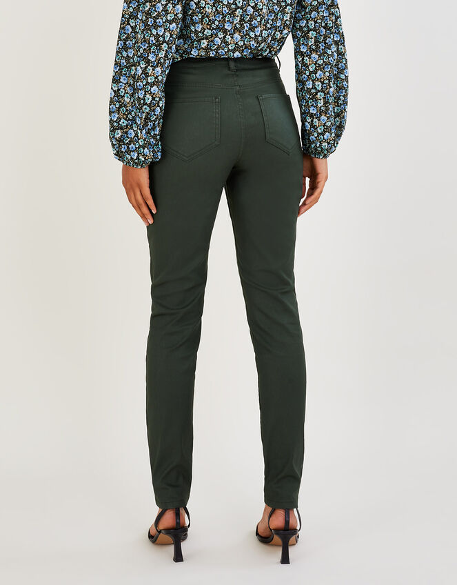 Coated Denim Skinny Jeans, Green (KHAKI), large