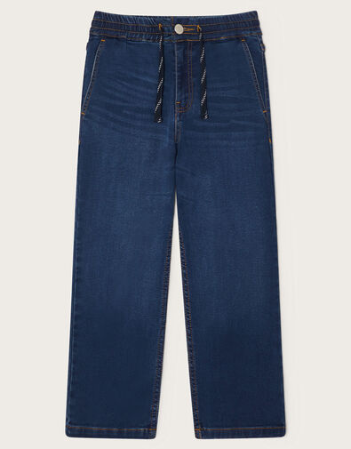 Drawstring Straight Jeans, Blue (BLUE), large