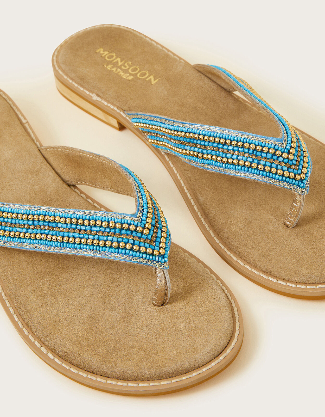 Blue outlet embellished sandals
