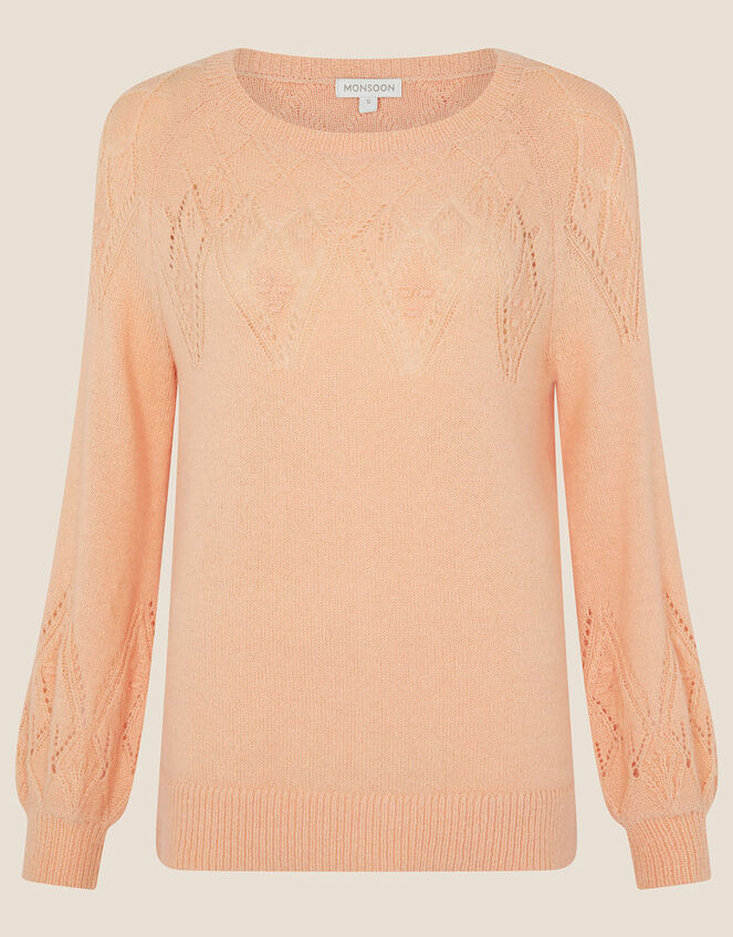 Ruby Diamond Stitch Detail Jumper, Orange (PEACH), large