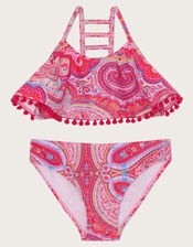 Paisley Frill Bikini Set, Orange (ORANGE), large