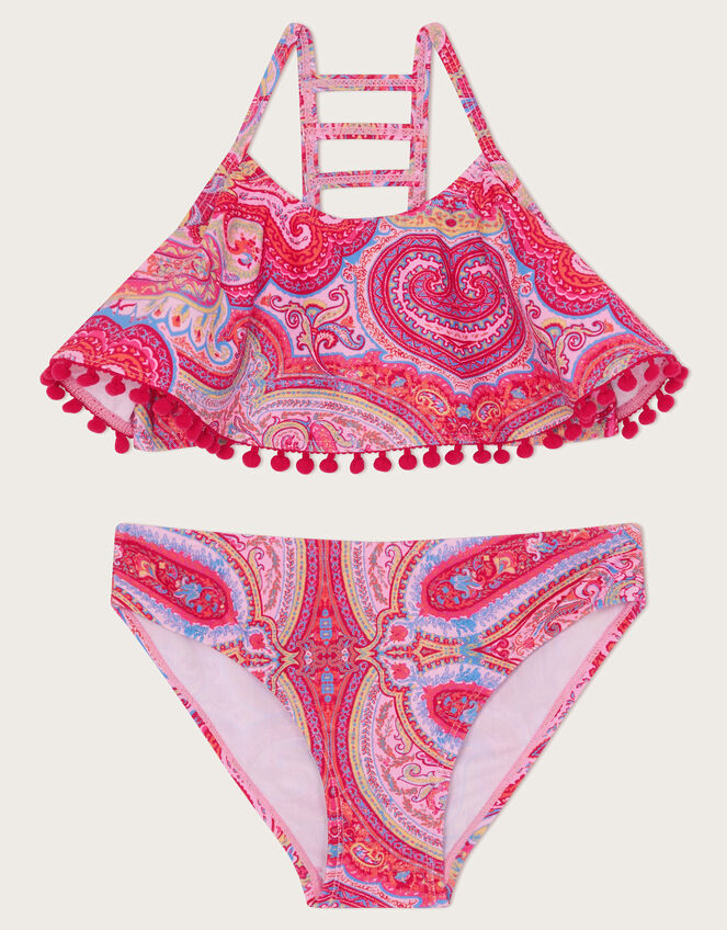 Paisley Frill Bikini Set, Orange (ORANGE), large