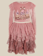 Sequin Christmas Tree Velvet Disco Dress, Pink (PINK), large