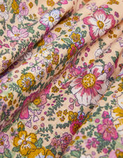 Frilly Floral Cotton Dress, Yellow (YELLOW), large