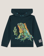 Iguana Long Sleeve Hoodie, Blue (NAVY), large