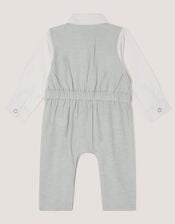Newborn Arlo Waistcoat Romper, Green (SAGE), large