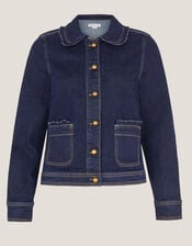 Sadie Frill Denim Jacket, Blue (INDIGO), large