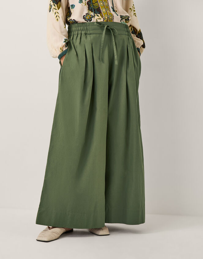 Rachel Wide Leg Trousers, Green (KHAKI), large