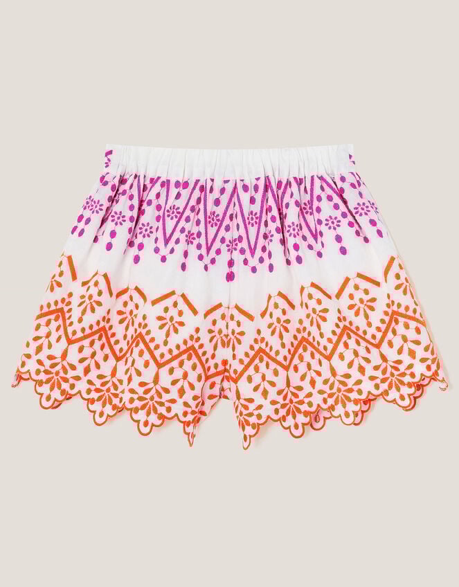 Embroidered Scallop Shorts, White (WHITE), large