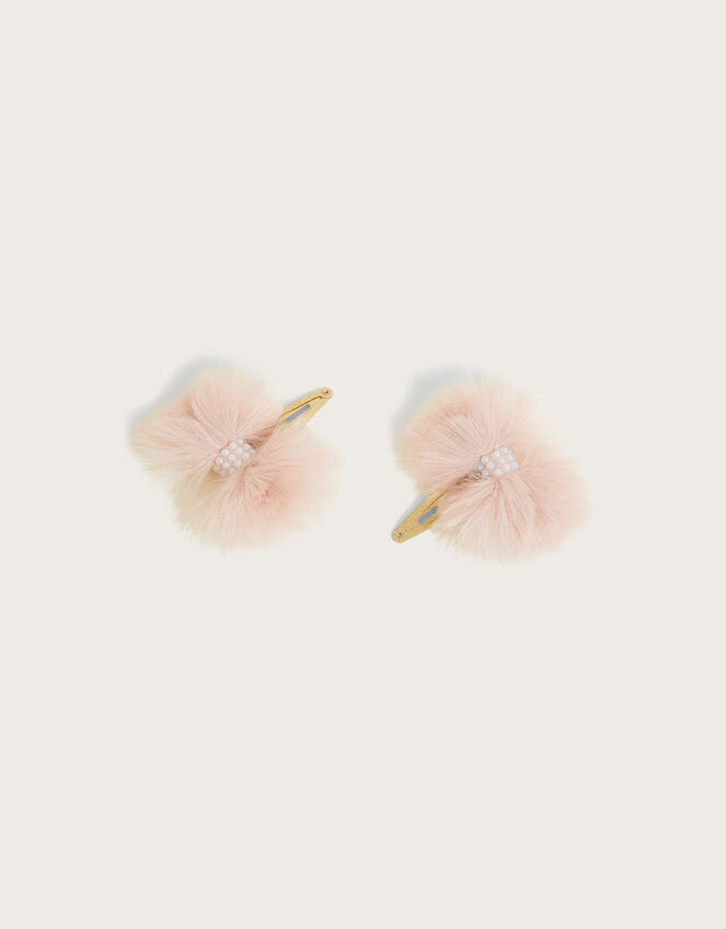 Fluffy Bow Hair Clips Set of Two, , large