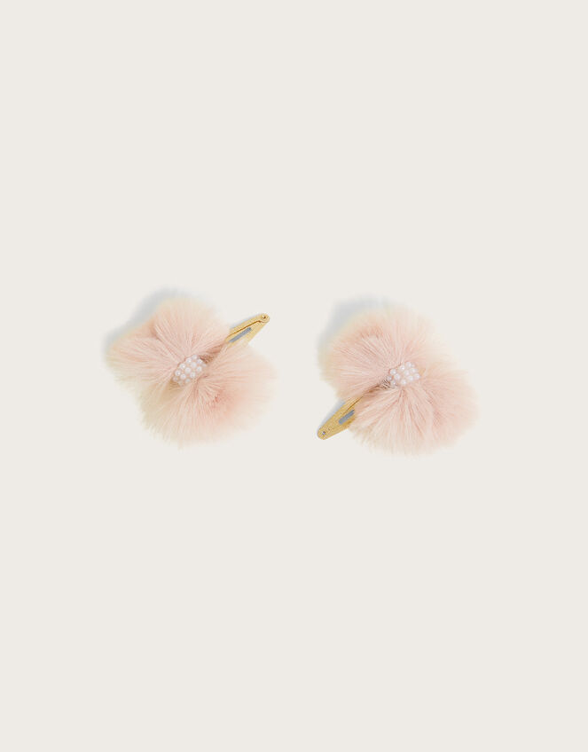 Fluffy Bow Hair Clips Set of Two, , large