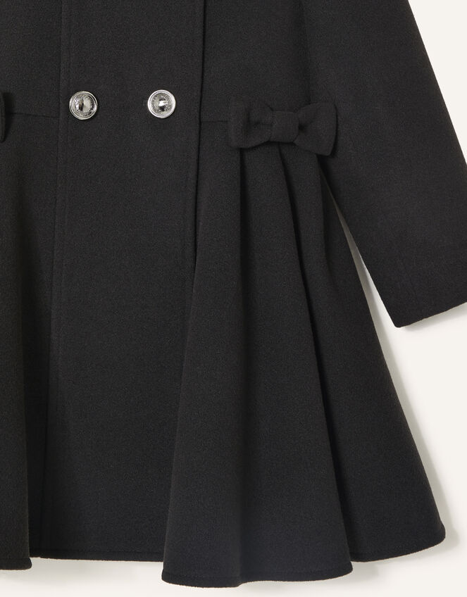 Bow Side Hooded Coat, Black (BLACK), large