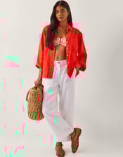 Jolie Regular Linen Wide Leg Trousers, White (WHITE), large