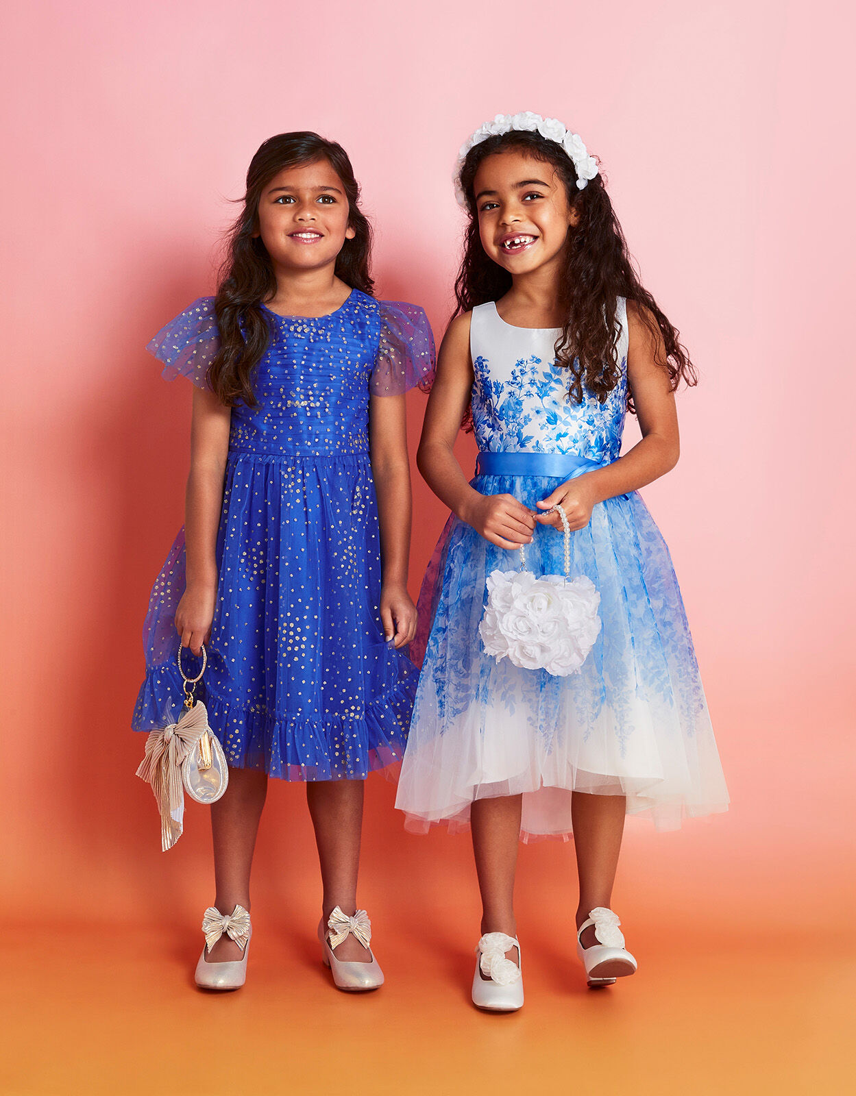 Monsoon blue flower girl dress deals