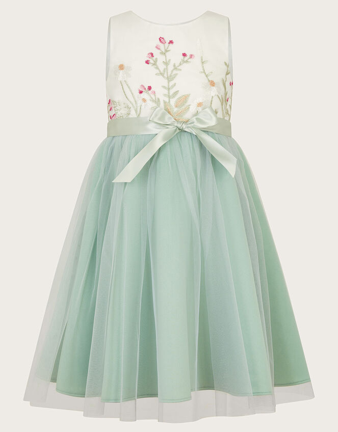 Maya Scuba Embroidered Dress, Green (GREEN), large