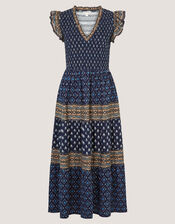 Amaya Print Jersey Maxi Dress, Blue (NAVY), large
