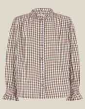 Marlo Check Blouse, Brown (BROWN), large