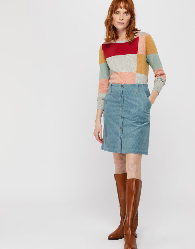 Jessica Jumbo Cord Skirt, Blue (BLUE), large