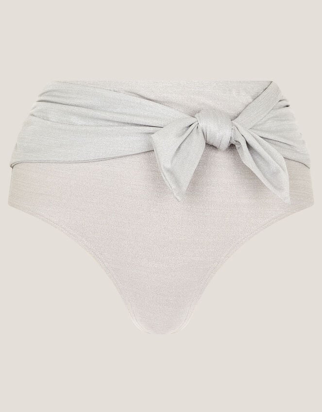 Kiki Glitter High Waist Bikini Bottom, Silver (SILVER), large