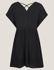 Crochet Kaftan Dress, Black (BLACK), large