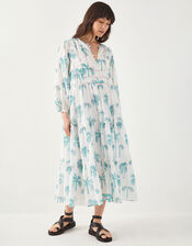 East Pami Palm Print Midi Dress, Ivory (IVORY), large
