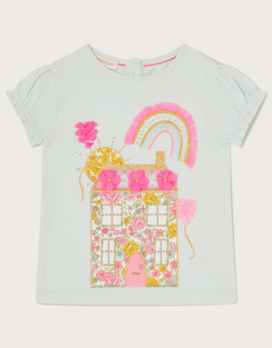 Baby House Print Embroidered T-Shirt, Blue (AQUA), large