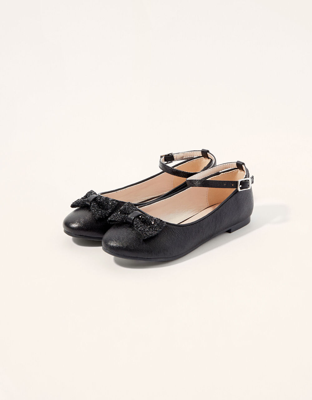 Children Children's Shoes & Sandals | Textured Glitter Bow Ballerina Flats Black - XJ93800