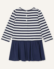 Baby Fox Stripe Sweat Dress, Blue (NAVY), large