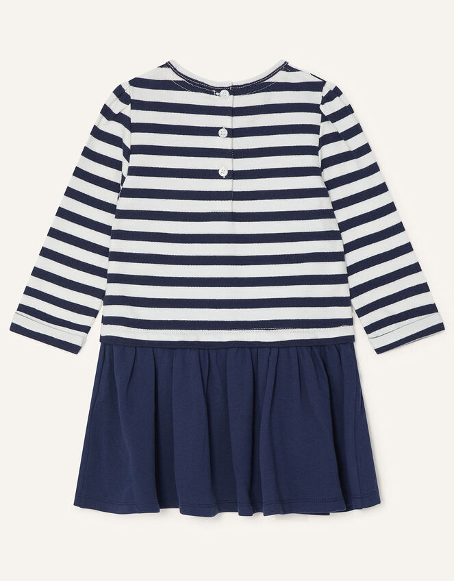 Baby Fox Stripe Sweat Dress, Blue (NAVY), large