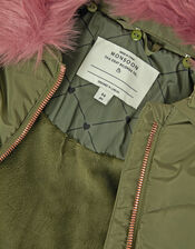 Belted Scallop Puffer Coat, Green (GREEN), large