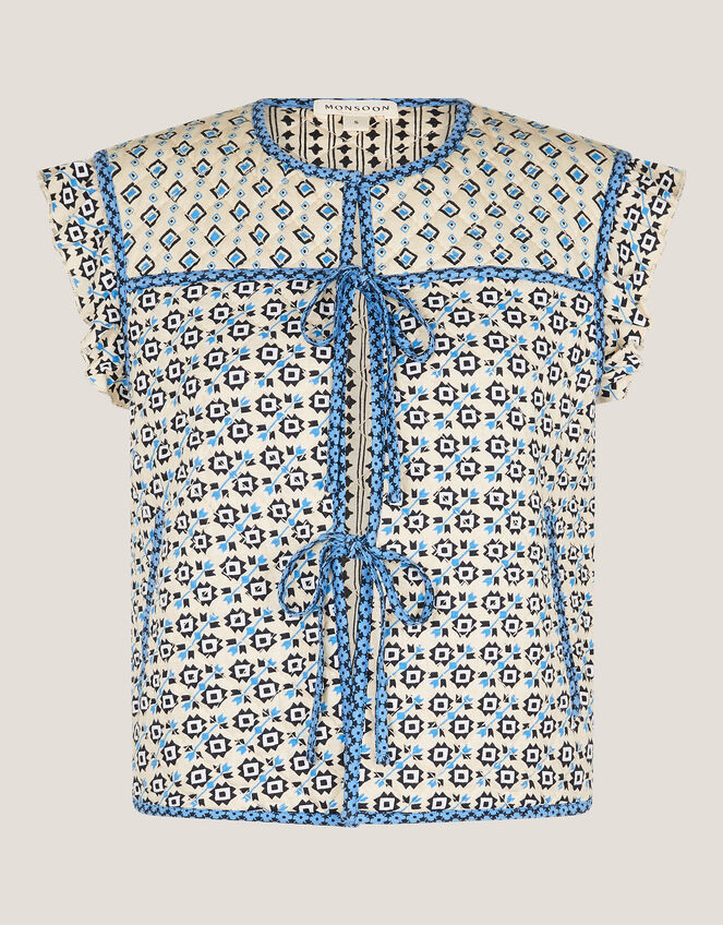 Judy Geometric Quilted Waistcoat, Ivory (IVORY), large