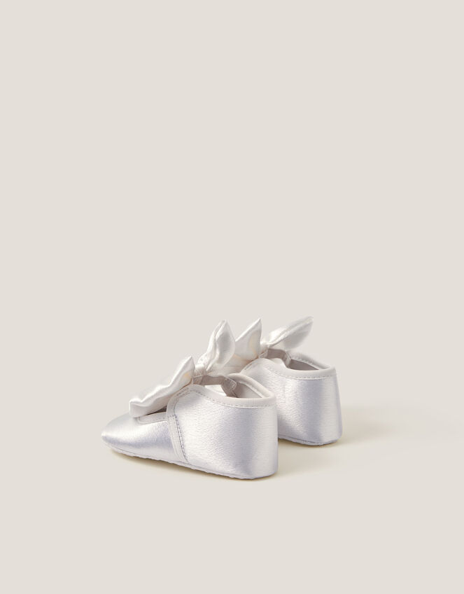 Baby Satin Bow Headband & Booties Set, Ivory (IVORY), large