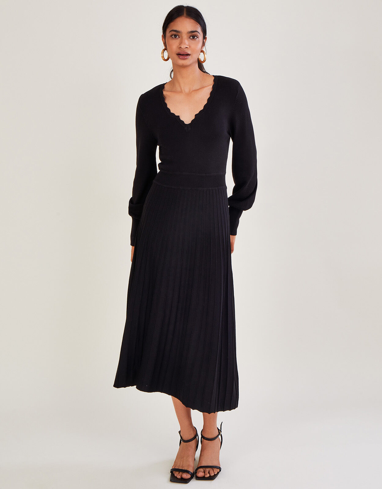 Black v hotsell neck midi dress