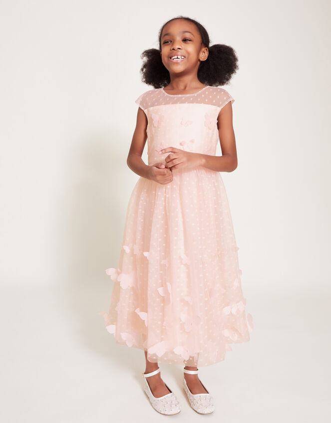 Polka Dot Butterfly Tulle Dress, Pink (PALE PINK), large