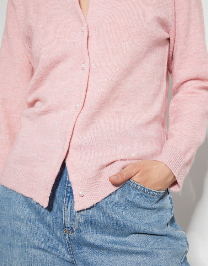 Lenny Pearl Button Cardigan, Pink (PINK), large
