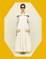 Tallulah & Hope Zoe Embroidered Maxi Dress, Camel (OATMEAL), large