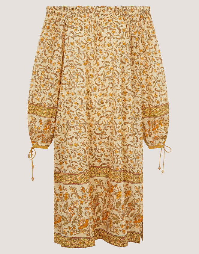 Ari Bardot Floral Midi Dress, Yellow (MUSTARD), large