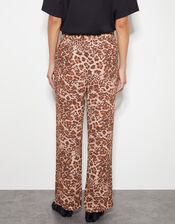 Arielle Leopard Print Trousers, Brown (BROWN), large