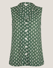 Daisey Geometric Sleeveless Top, Green (KHAKI), large
