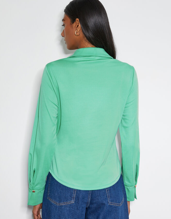 Julia Ruched Side Jersey Shirt, Green (GREEN), large