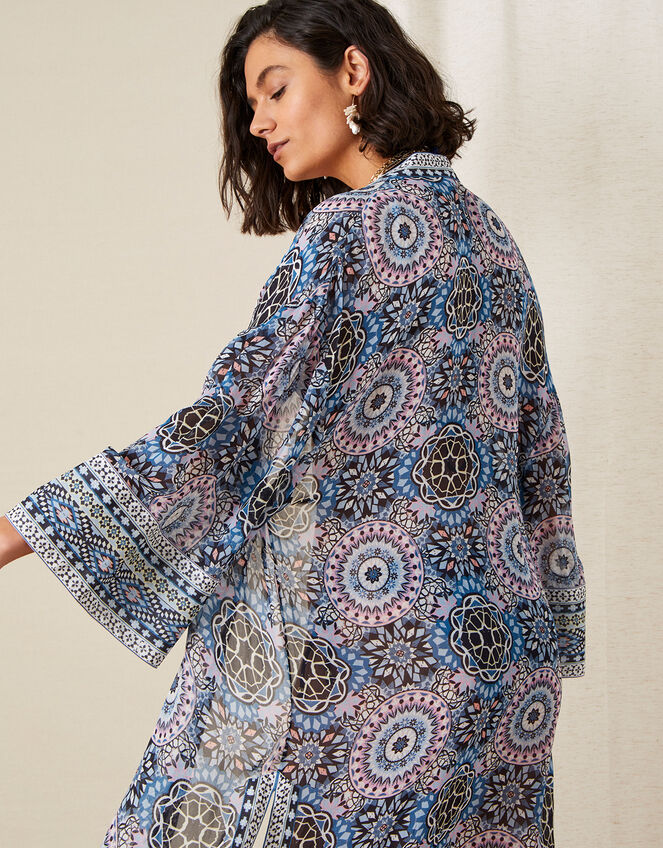 Leighton Geo Print Kimono, Blue (BLUE), large