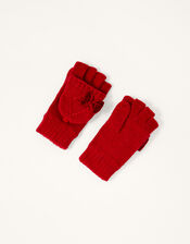Ruby Velvet Bow Capped Gloves, Red (RED), large